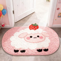 Tapis coréen moderne tissé à imprimé animal, épais, en microfibre écologique, floqué, moelleux, antidérapant, résistant à l'eau, lavable pour la maison