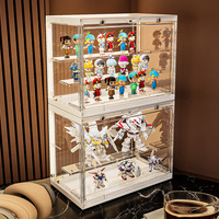 Boîte de présentation empilable anti-poussière pour figurines, transparente, carrée, avec éclairage LED, organisateurs de rangement – Vente en gros directe usine