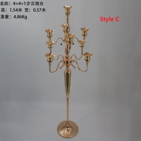 Candélabre en métal doré à 9 bras, chandelier, décoration de mariage, centres de table, accessoires de mariage, porte-bougies