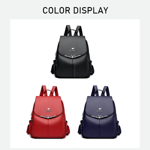 Factory-<strong>Designed</strong> Women's Large Capacity Soft PU Leather <strong>Backpack</strong> Stylish Solid Korean Style <strong>New</strong> Arrival Cross-Border - Product Image 5
