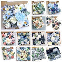 Kit de fleurs artificielles en soie bleue faites à la main, ensemble de boîtes de fleurs artificielles pour la Saint-Valentin, Pâques, décoration de la maison, artisanat, arrangement, mariage