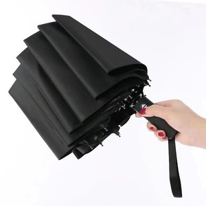 Paraguas Plegable Automático, Vinilo Negro, Varillas de Fibra de Carbono, Protección Solar, Protección UV, Paraguas Publicitario de Regalo - Product Image 1