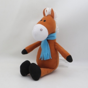 Jouets en peluche personnalisés style Kawaii doux cheval en peluche cadeaux de vacances Animal en peluche pour <span class=keywords><strong>poney</strong></span> avec écharpe PP coton remplissage - Product Image 2