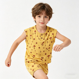 2026 New Arrival Breathable Kids Boys <strong>2</strong> Piece Outfit Sleeveless <strong>Vest</strong> and Shorts Set for Baby Daily Wear - Product Image 3