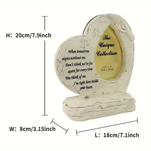 Vendita calda con cornice per foto con cuore commemorativa placca in resina con poesia incisa e stampa zampa, regalo ricordo di perdita di animali domestici in stile Vintage - Product Image 6