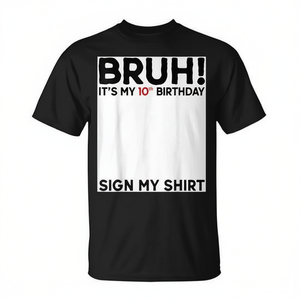 Camiseta de manga corta con estampado de letras para cumpleaños número 10, unisex, para niños, con cuello redondo - Product Image 3