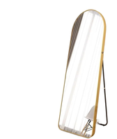 Miroir sur pied arqué pleine longueur avec cadre en alliage d'aluminium doré, miroir mural pour chambre, salle de bain, hôtel