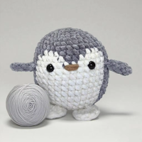 Kit de Crochet Pingouin DIY en Gros – Ensemble de Tricot Artisanal pour Débutants avec Fil et Manuel d'Instructions – Jouet au Crochet