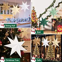 Weihnachtliche Papierstern-Laterne, 5er-Pack, zum Aufhängen, 7-zackiger Stern, LED-Lichtquelle, 5 Farben, 17,72 Zoll, für Hochzeiten, Feiertage