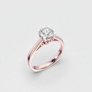 Lab Grown 1ct Cut Diamond en 14K Solitario de oro sólido Anillo de compromiso Joyería fina hecha a mano para propuestas de boda Novias - Product Image 1