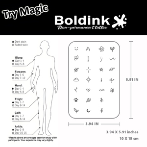 Boldlink - Pegatinas de Tatuajes Semipermanentes Realistas, Diseño Nuevo, Mini Símbolos, Resistentes al Agua y al Sudor, 15 Días/2 Semanas - Product Image 3