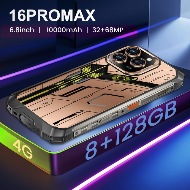 16PRO Ultra Rugged Smartphone 8GB RAM 128GB Storage 68MP+32MP Camera 10000mAh Battery LTE HD AMOLED 6.8" 120Hz Octa Core Android