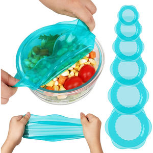 أغطية سيليكون قابلة للتمدد لتخزين الطعام في الثلاجة ، أغطية أوعية مرنة قابلة لإعادة الاستخدام لعلب الأكواب برطمانات دائرية ومستطيلية - Product Image 1
