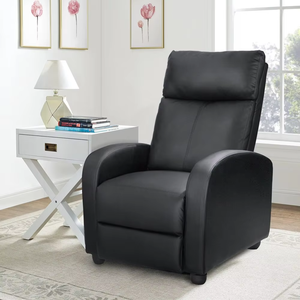 Fauteuil inclinable beige pour salon, siège de cinéma maison, canapé inclinable individuel avec dossier et assise rembourrés, noir - Product Image 1
