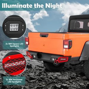 Parachoques de paso trasero de ancho completo OEM a <span class=keywords><strong>precio</strong></span> de fábrica compatible con Jeep Gladiator JT <span class=keywords><strong>2020</strong></span>-2024 parachoques de camioneta todoterreno con LED, agujeros de sensor - Product Image 2