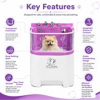 Station de lavage pour chiens avec hydrothérapie visuelle en temps réel, bain transparent à jets de surf de qualité supérieure