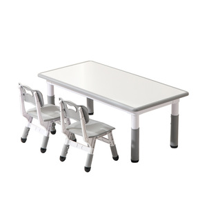 Children's <b>Desk</b> And Chair Set 120x60cm Height Adjustable Plastic Kindergarten <b>Study</b> Furniture - Product Image 2