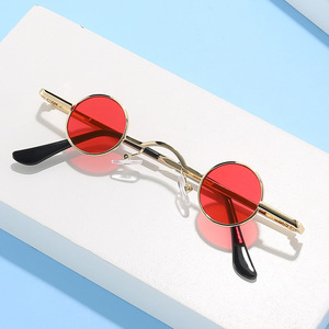 Hip Hop <b>Sunglasses</b> Small <b>Round</b> Frame Gold Silver Black Ac Lens Unisex One Size 100 Uv Protection Summer 2021 - Product Image 1