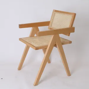 古董Sillas藤制混乱返回法国新木餐椅