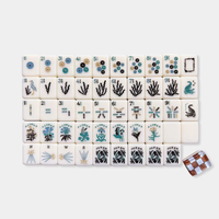 Jeu de tuiles de Mahjong américain en acrylique, thème Coquillages marins, 160 pièces, gravées de pieuvre et de hippocampe, avec tapis de jeu, idéal comme cadeau