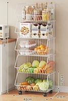 Chariot de rangement empilable à 2 à 5 niveaux en fil métallique pour cuisine, garde-manger, panier à fruits et légumes, chariot de rangement avec roues