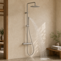 Ensemble de douche pluie en acier inoxydable 304 de l'usine de Kaiping, sans plomb, finition brossée, système de douche mural à effet pluie OEM/ODM