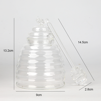 Pot distributeur de miel en verre 300ML 450ML avec cuillère à miel, pot de stockage et de service pour confiture, sirop, condiments, pour la cuisine et la table