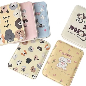 Maquillaje espejo de tocador portátil lindo cachorro Pu cuero <span class=keywords><strong>plegable</strong></span> Ins viento dibujos animados escritorio HD venta al por mayor soporte personalizado - Product Image 1
