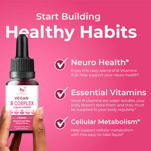 Oem/odm vegan <span class=keywords><strong>B</strong></span> <span class=keywords><strong>Complex</strong></span> Liquid Drops สำหรับสุขภาพกายและการเผาผลาญของเซลล์เชอร์รี่รส60มล. - Product Image 2