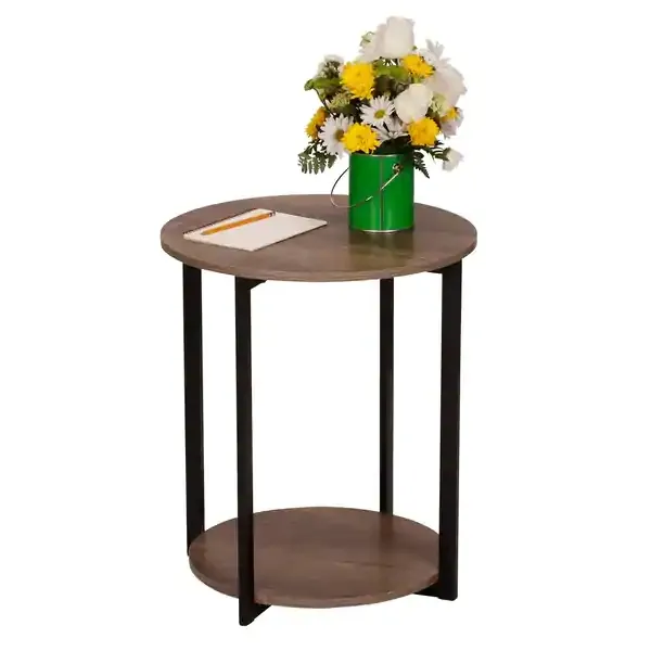 โต๊ะกาแฟแบบกลมกรอบโลหะตั้งโต๊ะทำจากไม้โอ๊คแผ่นไม้เอ็มดีเอฟ