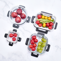 Récipients alimentaires en verre Offre Spéciale Boîte à lunch Récipients alimentaires en verre carrés et ronds multifonctions avec couvercles hermétiques