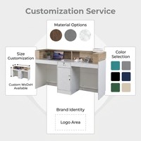 Comptoir de réception moderne en bois, écologique, durable, de haute qualité, pour usage commercial haut de gamme, idéal pour hôtels et salons.