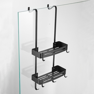 Hiện đại không có khoan màu đen đôi lớp vòi hoa sen Caddy kệ với Hooks vòi hoa sen Giá giữ - Product Image 2