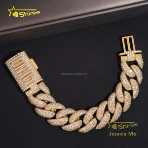 Nombre personalizado de bloqueo 24mm Big Guy Color oro rapero Hip Hop joyería FL Moissanite Iced Out S925 plata Miami cubano pulsera con GRA - Product Image 1