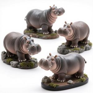 <strong>Hippo</strong> Resin <strong>Figurine</strong> - 6 inch Hand Textured Matte Black-Grey, Realistic African Wildlife Decor, Desk &amp; Shelf Collectors Gift - Product Image 2