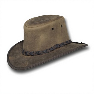 Black Pure Leather Cowboy <b>Hats</b> Handicrafts Genuine Buffalo Leather Fashion Adults Travel Eco-Friendly Outdoor Sun Beach Casual - Product Image 5