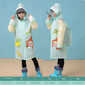 Chubasquero <span class=keywords><strong>de</strong></span> PVC estilo dibujos animados al por mayor con mochila escolar impermeable EVA larga para niños y niñas viajes y senderismo - Product Image 6