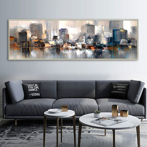 Pintura Abstracta Hecha a Mano al Óleo sobre Lienzo, Paisaje Urbano, Decoración de Habitaciones, Arte - Product Image 2