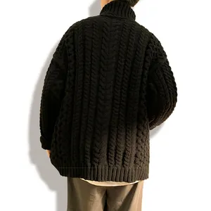 Winter mode Custom Strickwaren Roll kragen pullover Warm Dick Gestrickt Langarm Solid Herren Rib Pullover Strick pullover