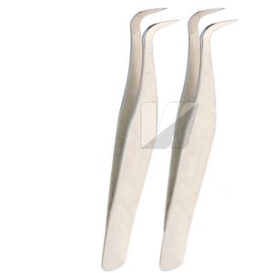 Pinzas de extensión de pestañas de acero inoxidable de melocotón opaco profesional de alta calidad logotipo personalizado punta puntiaguda de volumen sostenible - Product Image 2