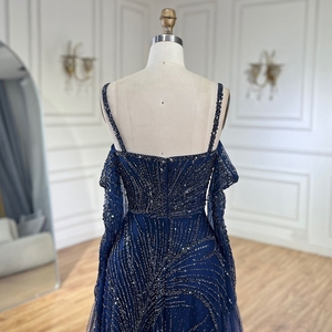<span class=keywords><strong>Vestido</strong></span> de Noche Árabe Elegante y de Lujo Serene Hill LA72469 2025 <span class=keywords><strong>Azul</strong></span> <span class=keywords><strong>Marino</strong></span> con Cuentas, Hombros Descubiertos, Corte en A y <span class=keywords><strong>Tirantes</strong></span> - Product Image 3