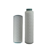 Cartouche filtrante plissée de type bougie à embout microporeux en PP avec membrane PTFE de 0,2 micron pour pré-filtration des liquides 500L/heure