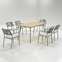 Meubles de jardin d'extérieur de haute qualité en orange, table et chaises de salle à manger pour restaurant, bistrot, résistant aux intempéries