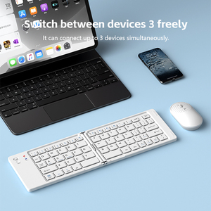 Set <span class=keywords><strong>Keyboard</strong></span> & Mouse Nirkabel Lipat Portabel 66 Tombol <span class=keywords><strong>Keyboard</strong></span> & Mouse Mini Tipis Bluetooth untuk iOS Android Windows - Product Image 3