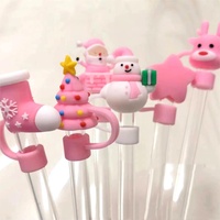 Couvre-paille rose de Noël pour gobelet Stanley 40oz/30oz, accessoires de paille à boire réutilisables mignons de 10 mm pour fête
