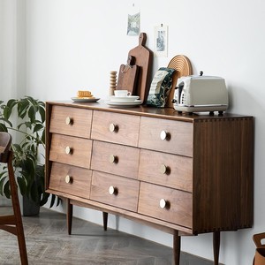 Commode à neuf tiroirs en bois de cerisier, meuble de rangement moderne pour chambre à coucher - Product Image 2