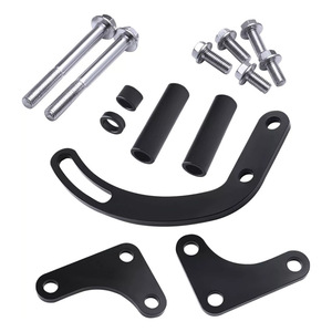 Chevrolet SBC350 Power Steering Pump Mount <b>Bracket</b> 3129BK Black And <b>Silver</b> For Replace Repair - Product Image 1