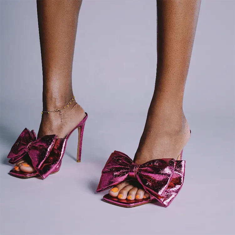 Sandal selop jari persegi untuk wanita, sandal musim panas bergaya pita dan jari kaki persegi terlaris 2024