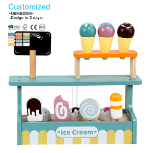EDULAND OEM ODM Juguetes Educativos para Niños, Juego de Imitación, Casa de Juegos, Juguete de Cocina de Madera, Set de Helados de Simulación para Niñas - Product Image 1