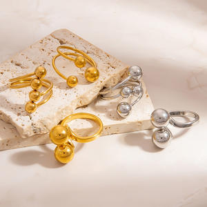 Stainless Steel Ball <b>Ring</b> 18K Gold Plated Geometric Design Unisex Fashion <b>Ring</b> Index Finger Jewelry Gift - Product Image 3